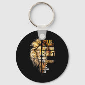 Christian I Can Do All Things Through Christ Lion Sleutelhanger (Voorkant)