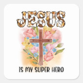 Christian Jesus God Customize Bible Verse Vierkante Sticker (Voorkant)