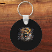 Christian Jesus Is King With Striking Lion Of Juda Sleutelhanger (Voorkant)