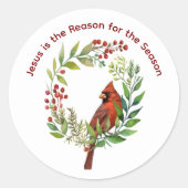Christian Jesus Quote Cardinal Red Bird Ronde Sticker (Voorkant)