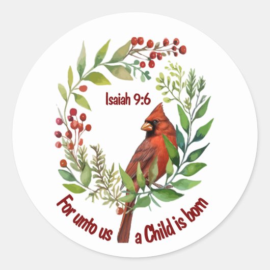 Christian Jesus Quote Cardinal Red Bird Ronde Sticker (Voorkant)
