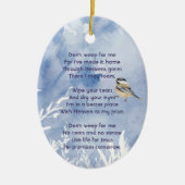 Christian Memorial Chickadee Bird Winter Snow Tree Keramisch Ornament (Voorkant)