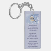 Christian Memorial Chickadee Bird Winter Snow Tree Sleutelhanger (Voorkant Links)