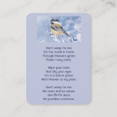 Christian Memorial Chickadee Bird Winter Snow Tree Visitekaartje (Voorkant)