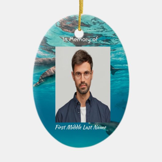 Christian Memorial Dolphins Underwater Ocean Keramisch Ornament (Voorkant)