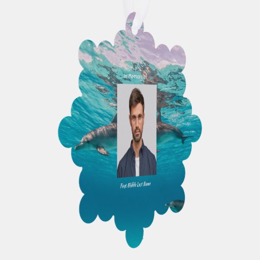 Christian Memorial  Dolphins Underwater Ocean Ornament Kaart (Rechts)