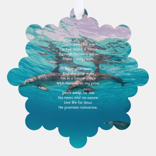 Christian Memorial  Dolphins Underwater Ocean Ornament Kaart (Achterkant)