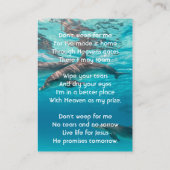 Christian Memorial Dolphins Underwater Ocean Visitekaartje (Achterkant)