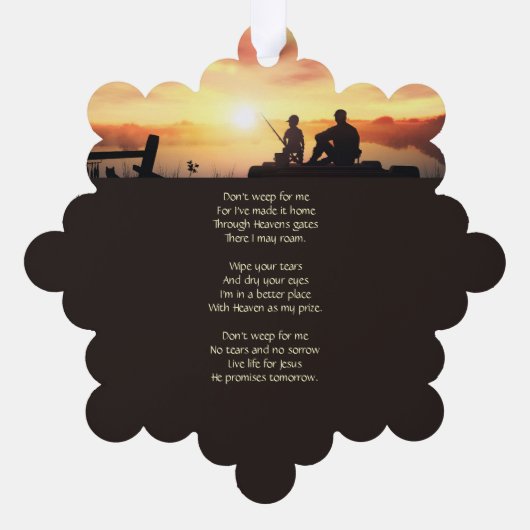 Christian Memorial Father Son Fishing Fisherman  Ornament Kaart (Achterkant)