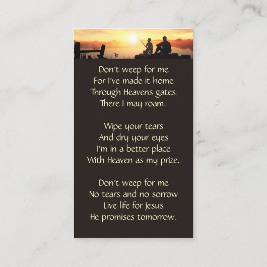 Christian Memorial Father Son Fishing Fisherman Visitekaartje (Achterkant)