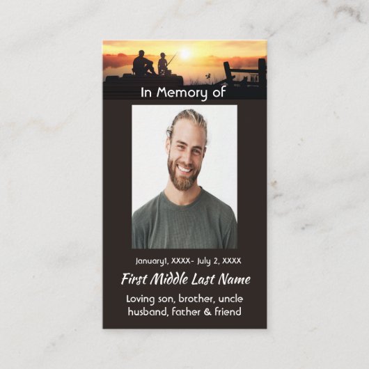 Christian Memorial Father Son Fishing Fisherman Visitekaartje (Voorkant)