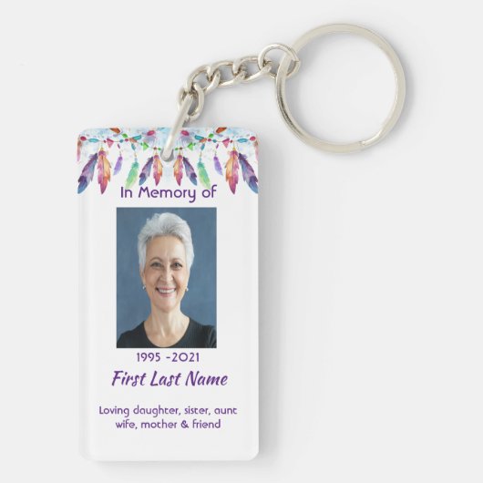 Christian Memorial Feathers Boho Tribal Native Sleutelhanger (achterkant)