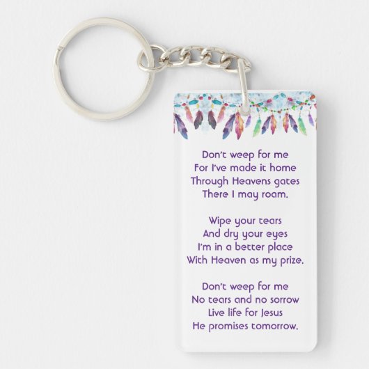 Christian Memorial Feathers Boho Tribal Native Sleutelhanger (Voorkant)