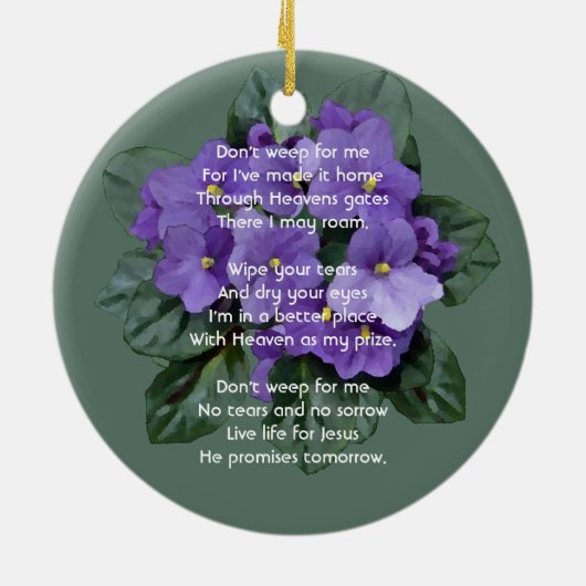 Christian Memorial Keepsake African Violet Keramisch Ornament (Achterkant)