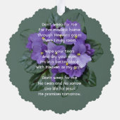 Christian Memorial Keepsake African Violet Ornament Kaart (Achterkant)