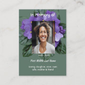 Christian Memorial Keepsake African Violet Visitekaartje (Voorkant)