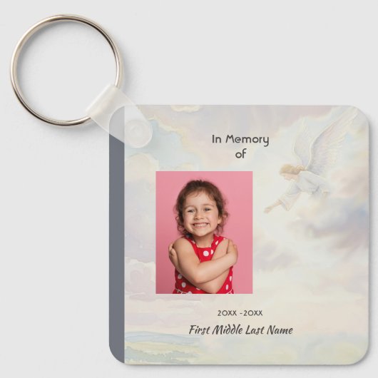 Christian Memorial Keepsake Angel Reaching  Sleutelhanger (Voorkant)