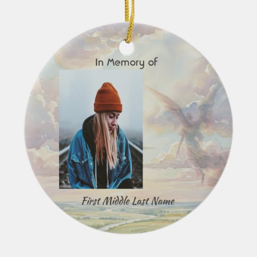 Christian Memorial Keepsake Angel Sky Clouds Keramisch Ornament (Voorkant)