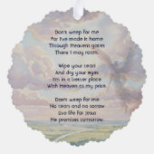 Christian Memorial Keepsake Angel Sky Clouds Ornament Kaart (Achterkant)