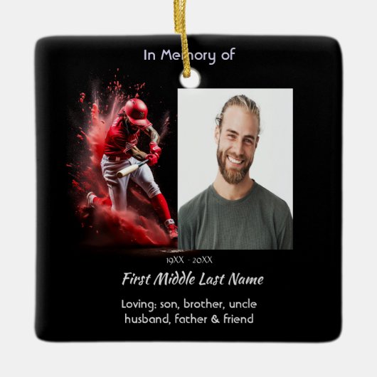 Christian Memorial Keepsake Baseball Softball  Keramisch Ornament (Voorkant)