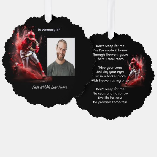 Christian Memorial Keepsake Baseball Softball  Ornament Kaart (Voorkant / Achterkant)