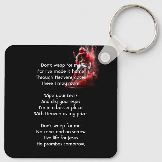 Christian Memorial Keepsake Baseball Softball  Sleutelhanger (Achterkant)