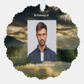 Christian Memorial Keepsake Beautiful Lake Beach Ornament Kaart (Achterkant)