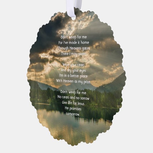 Christian Memorial Keepsake Beautiful Lake Beach Ornament Kaart (Links)