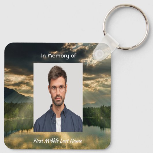 Christian Memorial Keepsake Beautiful Lake Beach Sleutelhanger (Achterkant)