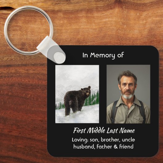 Christian Memorial Keepsake Black Bear Animal Sleutelhanger (Voorkant)