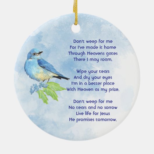 Christian Memorial Keepsake Bluebird Garden Bird  Keramisch Ornament (Achterkant)