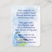 Christian Memorial Keepsake Bluebird Garden Bird  Visitekaartje (Voorkant)