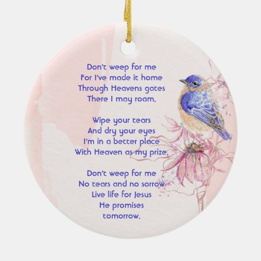 Christian Memorial Keepsake  Bluebird Garden  Keramisch Ornament (Achterkant)