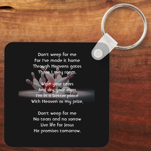 Christian Memorial Keepsake Bowling Bowler Sleutelhanger (Achterkant)