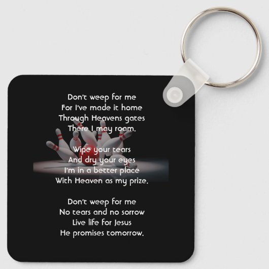 Christian Memorial Keepsake Bowling Bowler Sleutelhanger (Achterkant)