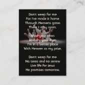 Christian Memorial Keepsake Bowling Bowler Visitekaartje (Achterkant)