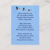 Christian Memorial Keepsake  Canada Goose Outdoors Visitekaartje (Achterkant)