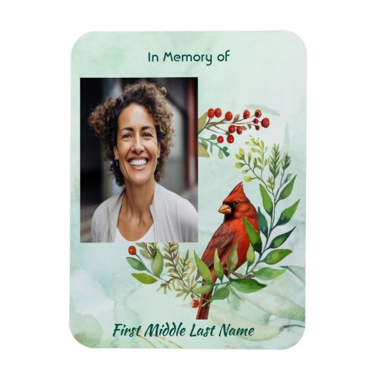 Christian Memorial Keepsake Cardinal Bird Magneet (Verticaal)