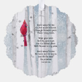 Christian Memorial Keepsake Cardinal Bird Ornament Kaart (Achterkant)