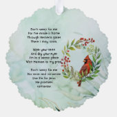 Christian Memorial Keepsake Cardinal Bird Ornament Kaart (Achterkant)