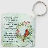 Christian Memorial Keepsake Cardinal Bird Sleutelhanger (Achterkant)