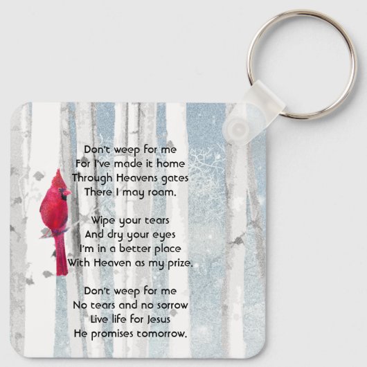 Christian Memorial Keepsake Cardinal Bird Sleutelhanger (Achterkant)