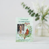 Christian Memorial keepsake Cardinal Bird Visitekaartje (Staand voorkant)