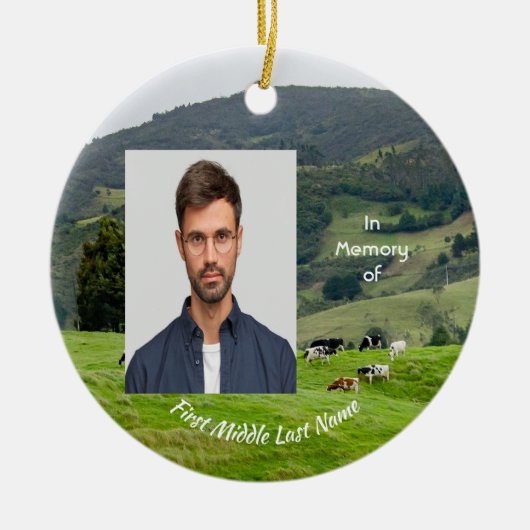 Christian Memorial Keepsake Cattle Farm Landscape  Keramisch Ornament (Voorkant)