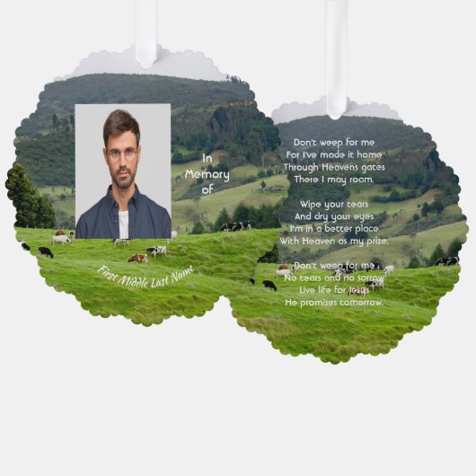 Christian Memorial Keepsake Cattle Farm Landscape  Ornament Kaart (Voorkant / Achterkant)