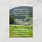 Christian Memorial Keepsake Cattle Farm Landscape Visitekaartje (Achterkant)
