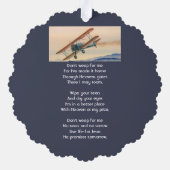 Christian Memorial Keepsake  Clouds Biplane Sky Ornament Kaart (Achterkant)