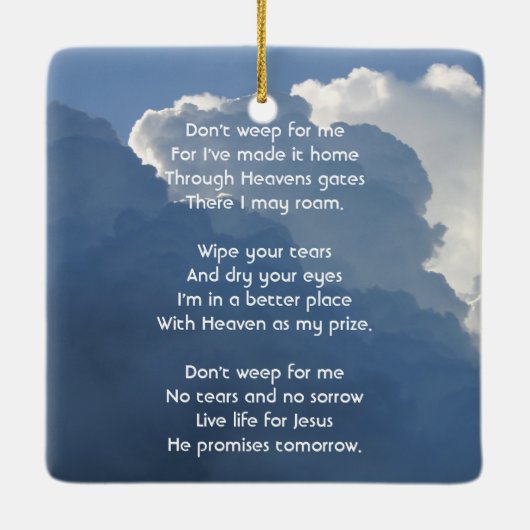 Christian Memorial Keepsake Clouds Sky Heavenly Keramisch Ornament (Achterkant)