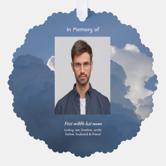 Christian Memorial Keepsake Clouds Sky Heavenly Ornament Kaart (Voorkant)