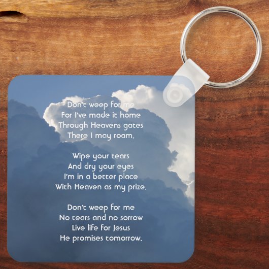 Christian Memorial Keepsake Clouds Sky Heavenly Sleutelhanger (Achterkant)